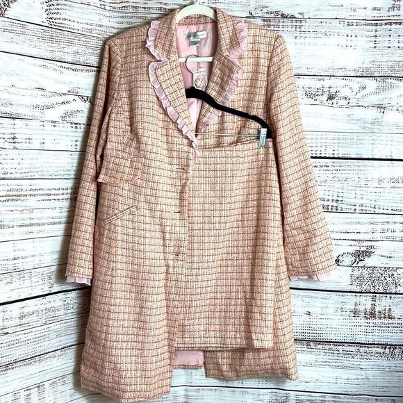 Newport news Tweed Ruffle hem long jacket and skirt set - Picture 3 of 11